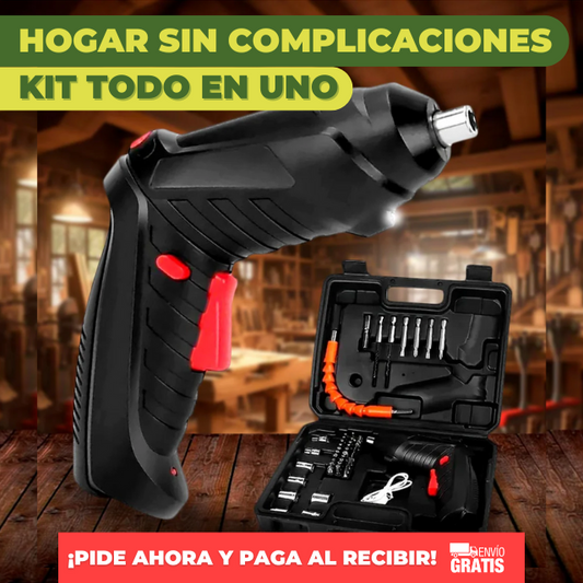 🔥 Destornillador Recargable 47 Pzas. PowerFix® | Atornilla fácil hasta en los rincones más complicados 🔧